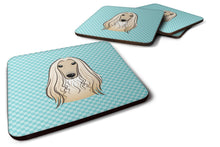 Load image into Gallery viewer, Checkerboard Blue Afghan Hound Coasters - Set of 4 Lightweight Foam, Absorbent Drink Coasters BB1182FC
