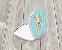 Load image into Gallery viewer, Checkerboard Blue Afghan Hound Compact Mirror – Stylish Purse Mirror with Artistic Covers BB1182SCM
