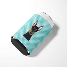 Load image into Gallery viewer, Checkerboard Blue Doberman Can or Bottle Hugger BB1183CC