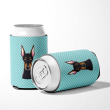 Load image into Gallery viewer, Checkerboard Blue Doberman Can or Bottle Hugger BB1183CC
