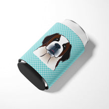 Load image into Gallery viewer, Checkerboard Blue Saint Bernard Can or Bottle Hugger BB1184CC