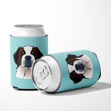 Load image into Gallery viewer, Checkerboard Blue Saint Bernard Can or Bottle Hugger BB1184CC