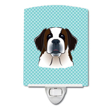 Load image into Gallery viewer, Checkerboard Blue Saint Bernard Ceramic Night Light BB1184CNL