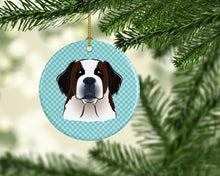 Load image into Gallery viewer, Checkerboard Blue Saint Bernard Ceramic Ornament BB1184CO1