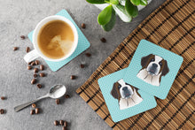 Load image into Gallery viewer, Checkerboard Blue Saint Bernard Coasters - Set of 4 Lightweight Foam, Absorbent Drink Coasters BB1184FC