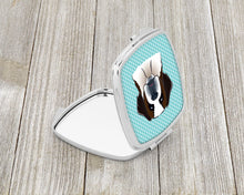 Load image into Gallery viewer, Checkerboard Blue Saint Bernard Compact Mirror – Stylish Purse Mirror with Artistic Covers BB1184SCM