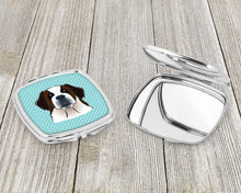Load image into Gallery viewer, Checkerboard Blue Saint Bernard Compact Mirror – Stylish Purse Mirror with Artistic Covers BB1184SCM