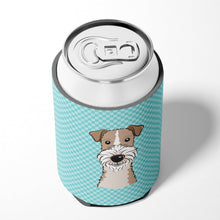 Load image into Gallery viewer, Checkerboard Blue Wire Haired Fox Terrier Can or Bottle Hugger BB1185CC