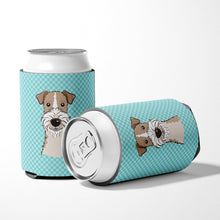 Load image into Gallery viewer, Checkerboard Blue Wire Haired Fox Terrier Can or Bottle Hugger BB1185CC