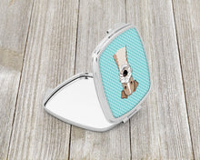 Load image into Gallery viewer, Checkerboard Blue Wire Haired Fox Terrier Compact Mirror – Stylish Purse Mirror with Artistic Covers BB1185SCM
