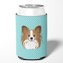 Load image into Gallery viewer, Checkerboard Blue Papillon Can or Bottle Hugger BB1186CC