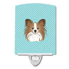Load image into Gallery viewer, Checkerboard Blue Papillon Ceramic Night Light BB1186CNL