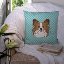 Load image into Gallery viewer, Checkerboard Blue Papillon Canvas Throw Pillow - 14x14 Decorative Pillow – Art for Your Home &amp; Patio BB1186PW1414