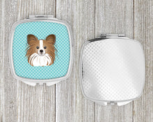 Load image into Gallery viewer, Checkerboard Blue Papillon Compact Mirror – Stylish Purse Mirror with Artistic Covers BB1186SCM