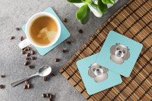 Load image into Gallery viewer, Checkerboard Blue Gray Silver Shih Tzu Coasters - Set of 4 Lightweight Foam, Absorbent Drink Coasters BB1188FC