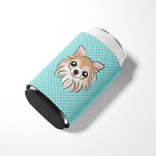 Load image into Gallery viewer, Checkerboard Blue Chihuahua Can or Bottle Hugger BB1189CC