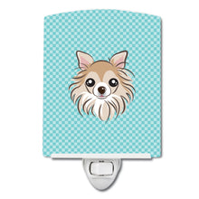Load image into Gallery viewer, Checkerboard Blue Chihuahua Ceramic Night Light BB1189CNL