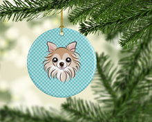 Load image into Gallery viewer, Checkerboard Blue Chihuahua Ceramic Ornament BB1189CO1
