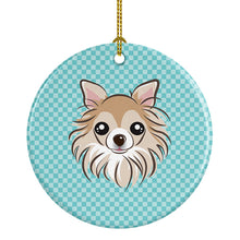 Load image into Gallery viewer, Checkerboard Blue Chihuahua Ceramic Ornament BB1189CO1