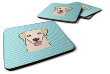 Load image into Gallery viewer, Checkerboard Blue Golden Retriever Coasters - Set of 4 Lightweight Foam, Absorbent Drink Coasters BB1190FC