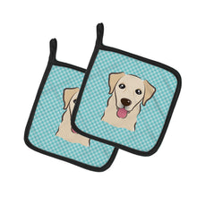 Load image into Gallery viewer, Checkerboard Blue Golden Retriever Pot Holders - Set of 2 - Heat-Resistant Kitchen Essentials BB1190PTHD