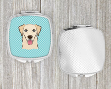 Load image into Gallery viewer, Checkerboard Blue Golden Retriever Compact Mirror – Stylish Purse Mirror with Artistic Covers BB1190SCM