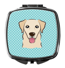 Load image into Gallery viewer, Checkerboard Blue Golden Retriever Compact Mirror – Stylish Purse Mirror with Artistic Covers BB1190SCM