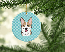 Load image into Gallery viewer, Checkerboard Blue Corgi Ceramic Ornament BB1191CO1