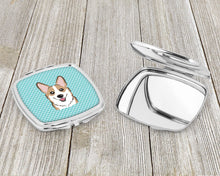 Load image into Gallery viewer, Checkerboard Blue Corgi Compact Mirror – Stylish Purse Mirror with Artistic Covers BB1191SCM