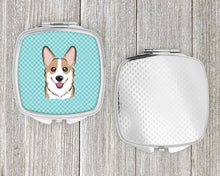 Load image into Gallery viewer, Checkerboard Blue Corgi Compact Mirror – Stylish Purse Mirror with Artistic Covers BB1191SCM