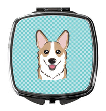 Load image into Gallery viewer, Checkerboard Blue Corgi Compact Mirror – Stylish Purse Mirror with Artistic Covers BB1191SCM