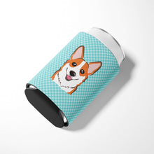 Load image into Gallery viewer, Checkerboard Blue Corgi Can or Bottle Hugger BB1192CC