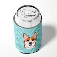 Load image into Gallery viewer, Checkerboard Blue Corgi Can or Bottle Hugger BB1192CC