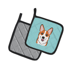Load image into Gallery viewer, Checkerboard Blue Corgi Pot Holders - Set of 2 - Heat-Resistant Kitchen Essentials BB1192PTHD
