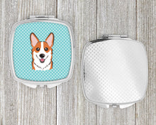 Load image into Gallery viewer, Checkerboard Blue Corgi Compact Mirror – Stylish Purse Mirror with Artistic Covers BB1192SCM