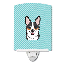 Load image into Gallery viewer, Checkerboard Blue Corgi Ceramic Night Light BB1193CNL