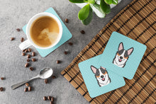 Load image into Gallery viewer, Checkerboard Blue Corgi Coasters - Set of 4 Lightweight Foam, Absorbent Drink Coasters BB1193FC