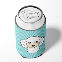 Load image into Gallery viewer, Checkerboard Blue White Poodle Can or Bottle Hugger BB1195CC