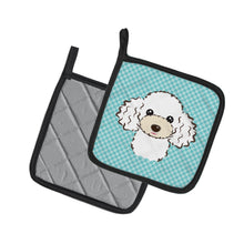 Load image into Gallery viewer, Checkerboard Blue White Poodle Pot Holders - Set of 2 - Heat-Resistant Kitchen Essentials BB1195PTHD