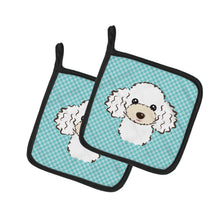 Load image into Gallery viewer, Checkerboard Blue White Poodle Pot Holders - Set of 2 - Heat-Resistant Kitchen Essentials BB1195PTHD