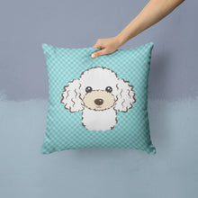Load image into Gallery viewer, Checkerboard Blue White Poodle Canvas Throw Pillow - 14x14 Decorative Pillow – Art for Your Home &amp; Patio BB1195PW1414