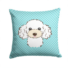 Load image into Gallery viewer, Checkerboard Blue White Poodle Canvas Throw Pillow - 14x14 Decorative Pillow – Art for Your Home &amp; Patio BB1195PW1414