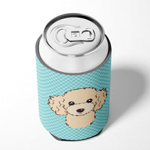 Load image into Gallery viewer, Checkerboard Blue Buff Poodle Can or Bottle Hugger BB1196CC