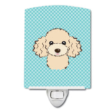 Load image into Gallery viewer, Checkerboard Blue Buff Poodle Ceramic Night Light BB1196CNL