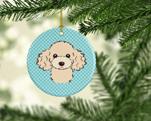 Load image into Gallery viewer, Checkerboard Blue Poodle Ceramic Ornament BB1196CO1