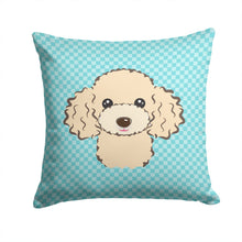 Load image into Gallery viewer, Checkerboard Blue Buff Poodle Canvas Throw Pillow - 14x14 Decorative Pillow – Art for Your Home &amp; Patio BB1196PW1414