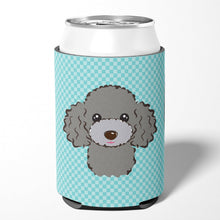 Load image into Gallery viewer, Checkerboard Blue Silver Gray Poodle Can or Bottle Hugger BB1197CC