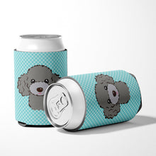 Load image into Gallery viewer, Checkerboard Blue Silver Gray Poodle Can or Bottle Hugger BB1197CC