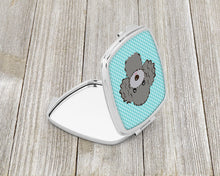 Load image into Gallery viewer, Checkerboard Blue Silver Gray Poodle Compact Mirror – Stylish Purse Mirror with Artistic Covers BB1197SCM