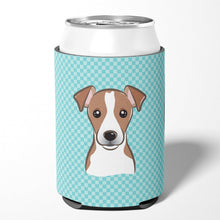 Load image into Gallery viewer, Checkerboard Blue Jack Russell Terrier Can or Bottle Hugger BB1198CC